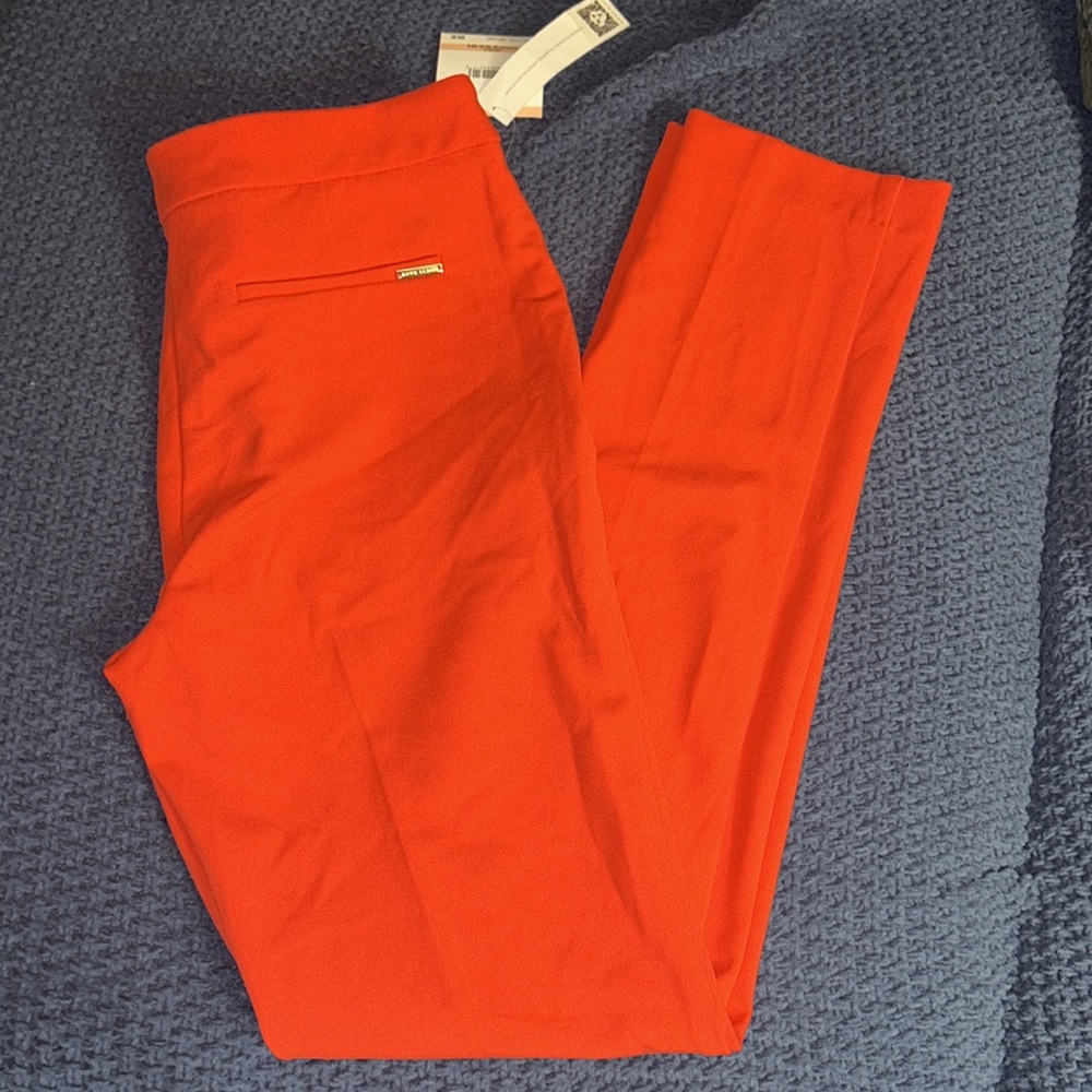 NWT Anne Klein red Poppy Slim Leg Pants - Picture 2 of 11